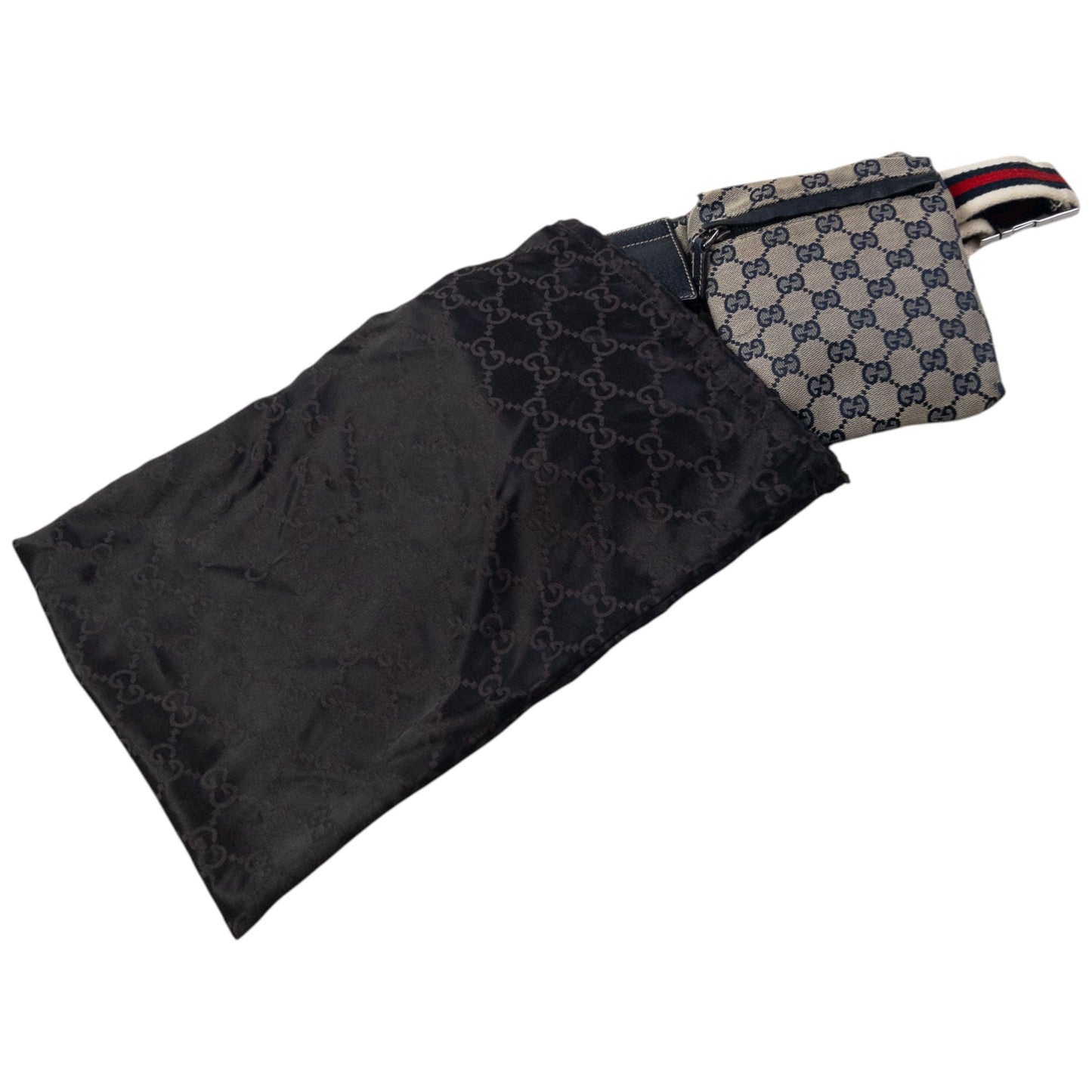 Vintage 2000s Gucci Monogram Crossbody Bag | O/S, Navy, Beige