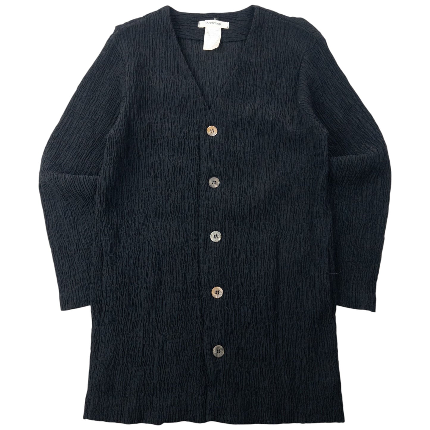 Vintage 90s Plantation By Issey Miyake Crinkle Cardigan Size M | Medium, Black