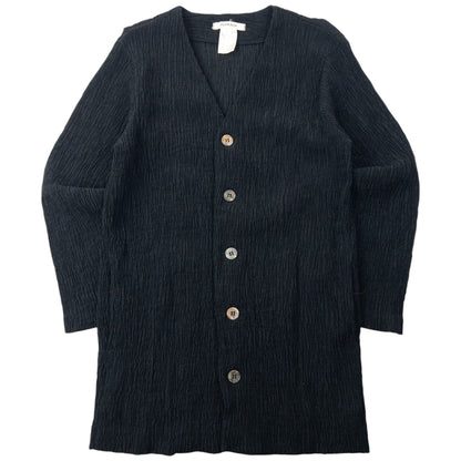 Vintage 90s Plantation By Issey Miyake Crinkle Cardigan Size M | Medium, Black