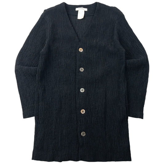Vintage 90s Plantation By Issey Miyake Crinkle Cardigan Size M | Medium, Black