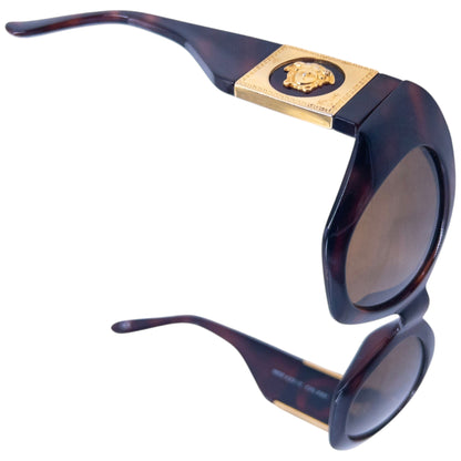 Vintage 90s Gianni Versace Tortoise Shell Medusa Sunglasses | O/S, Brown