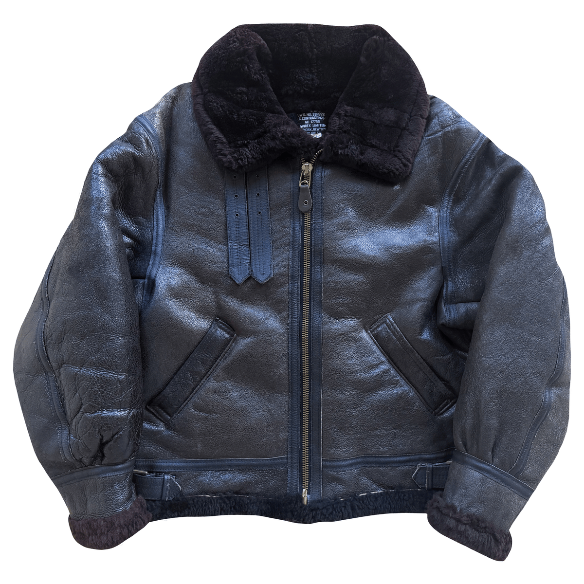 Avirex B-3 Sheepskin Aviator Flight Jacket - M | Medium, Black