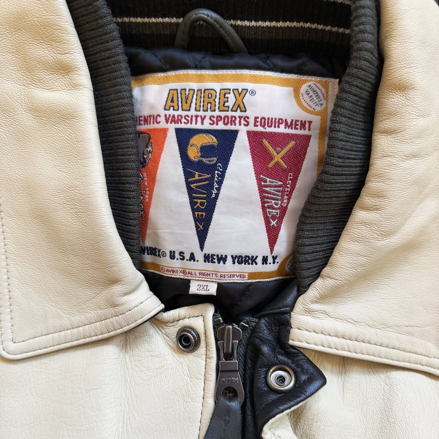 Avirex 'North West Wild Bears' Leather Varsity Jacket - XXL