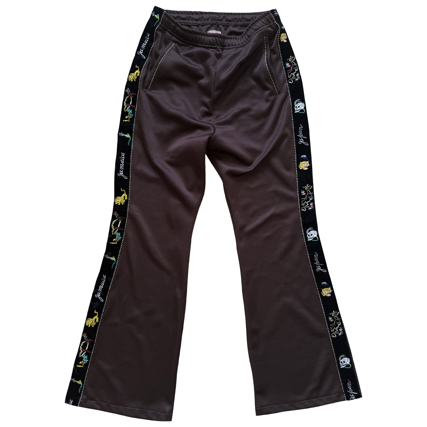 Kapital Ska Tape Jersey Flare Track Pants - M | 2 / M, Red