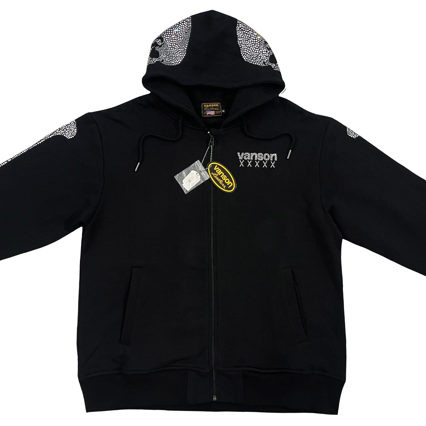 Vanson Leathers 50th Anniversary Rhinestone Skeleton Hoodie - XL | XL, Black