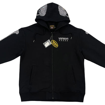 Vanson Leathers 50th Anniversary Rhinestone Skeleton Hoodie - XL | XL, Black