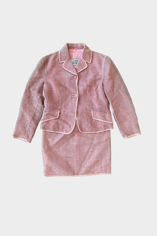 Gianni Versace 1990's Vintage Pink Waffle Suit