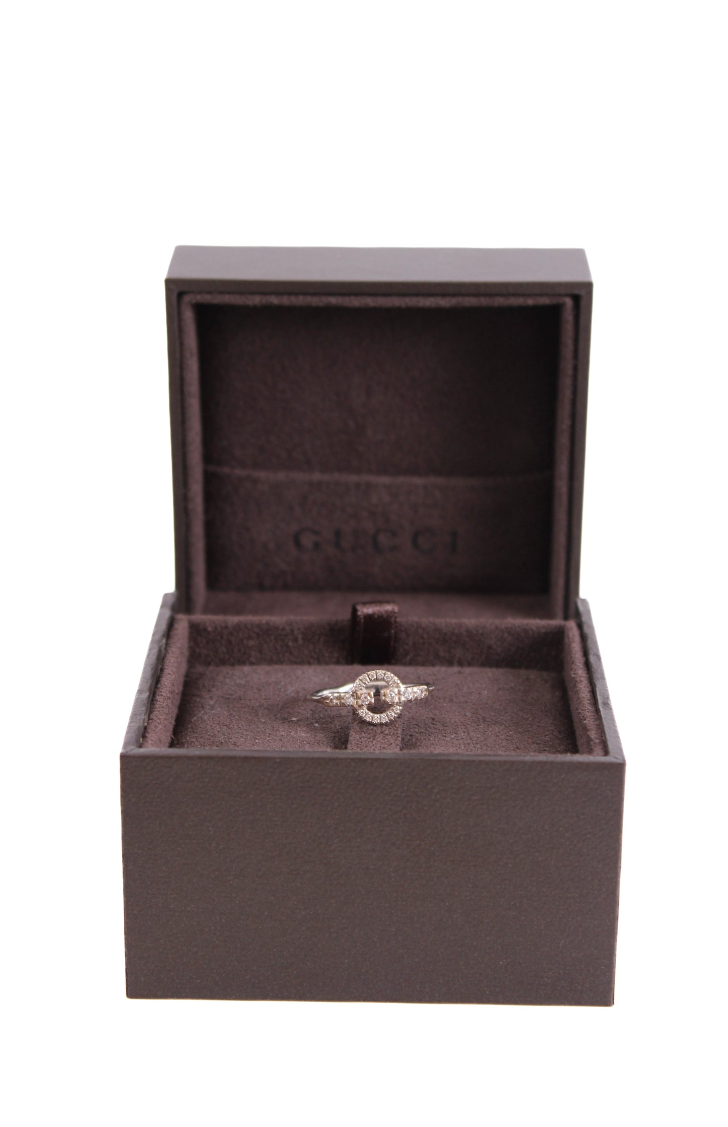 Gucci 18ct White Gold & Diamond Double G Ring 18ct White Gold 15 | O/S, Gold