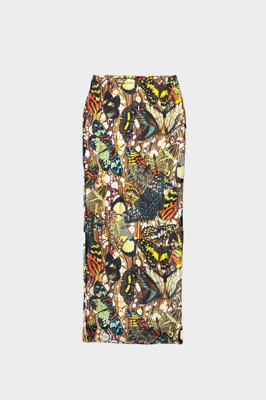 Jean Paul Gaultier Butterfly Maxi Printed Mesh Skirt