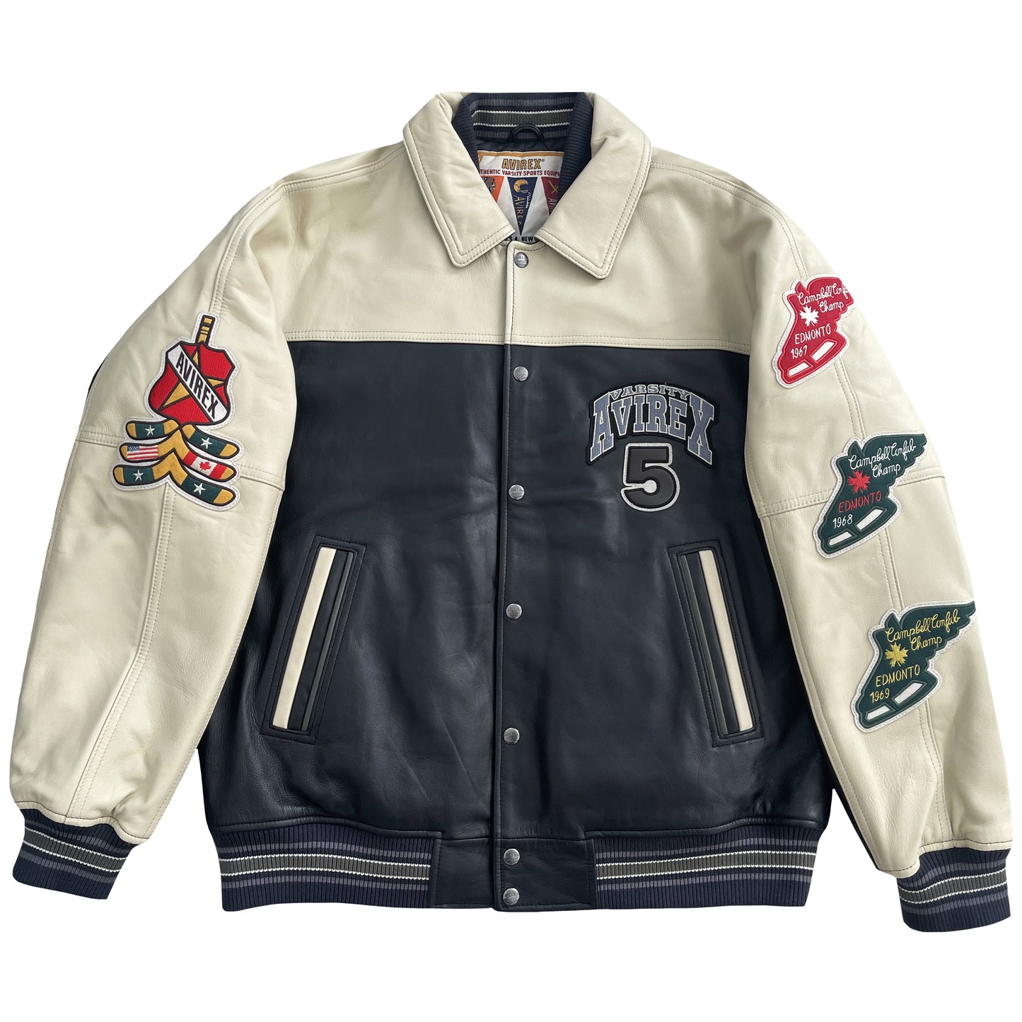 Avirex Wildbears Leather Varsity Jacket - XL | XL, Black