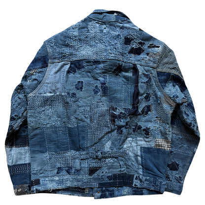 Indigo Boro Sashiko Distressed Denim Trucker Jacket - XL