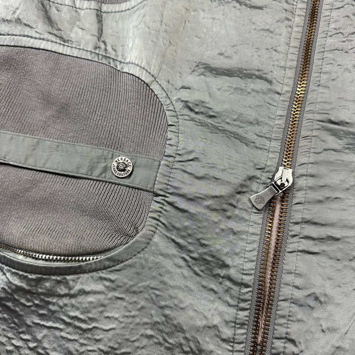 Versace 00’s VJC Astro Panelled Moto Bondage Jacket - M | Grey