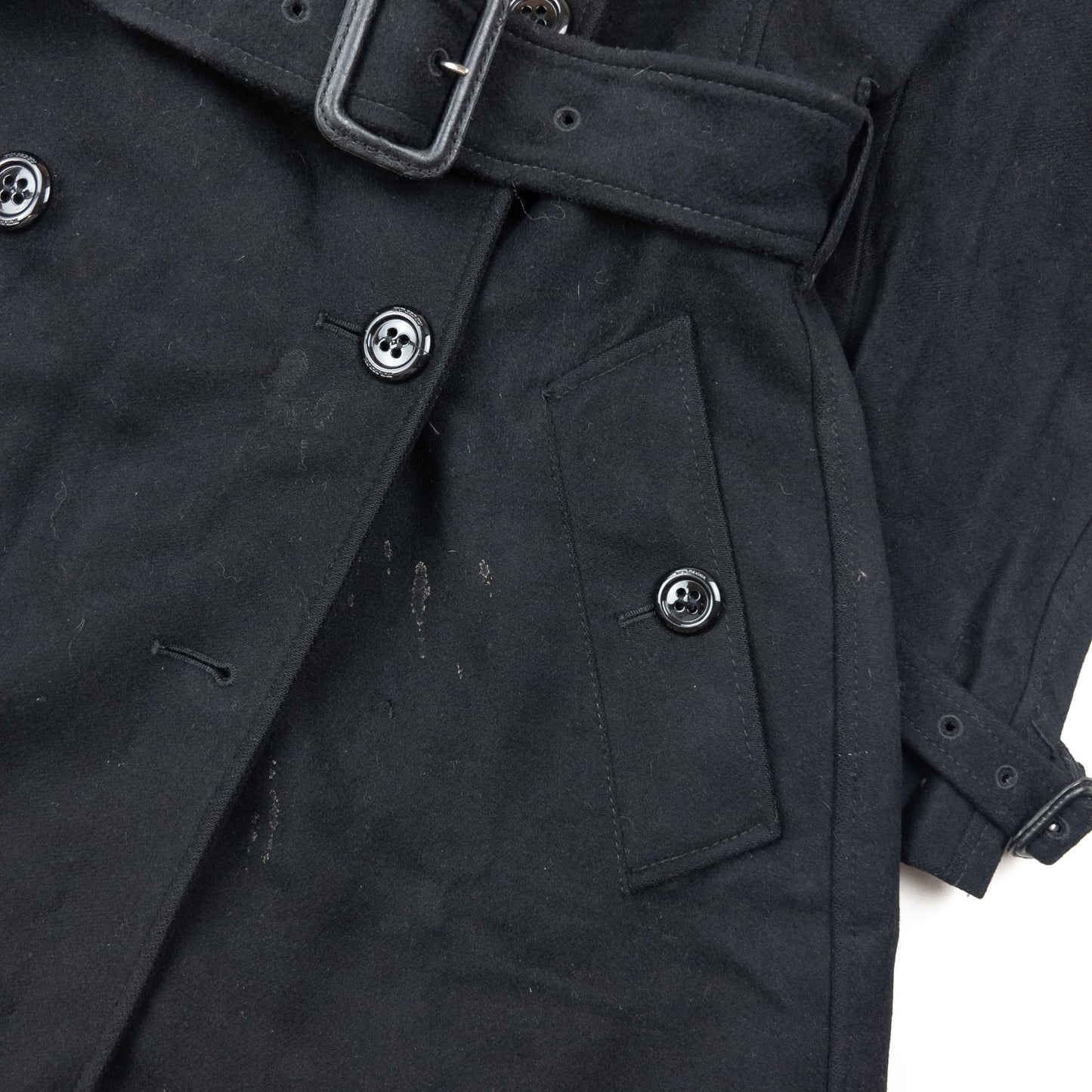 Vintage 2000s Burberry Belt Waist Wool Trench Jacket Womens Size S | Small, Black