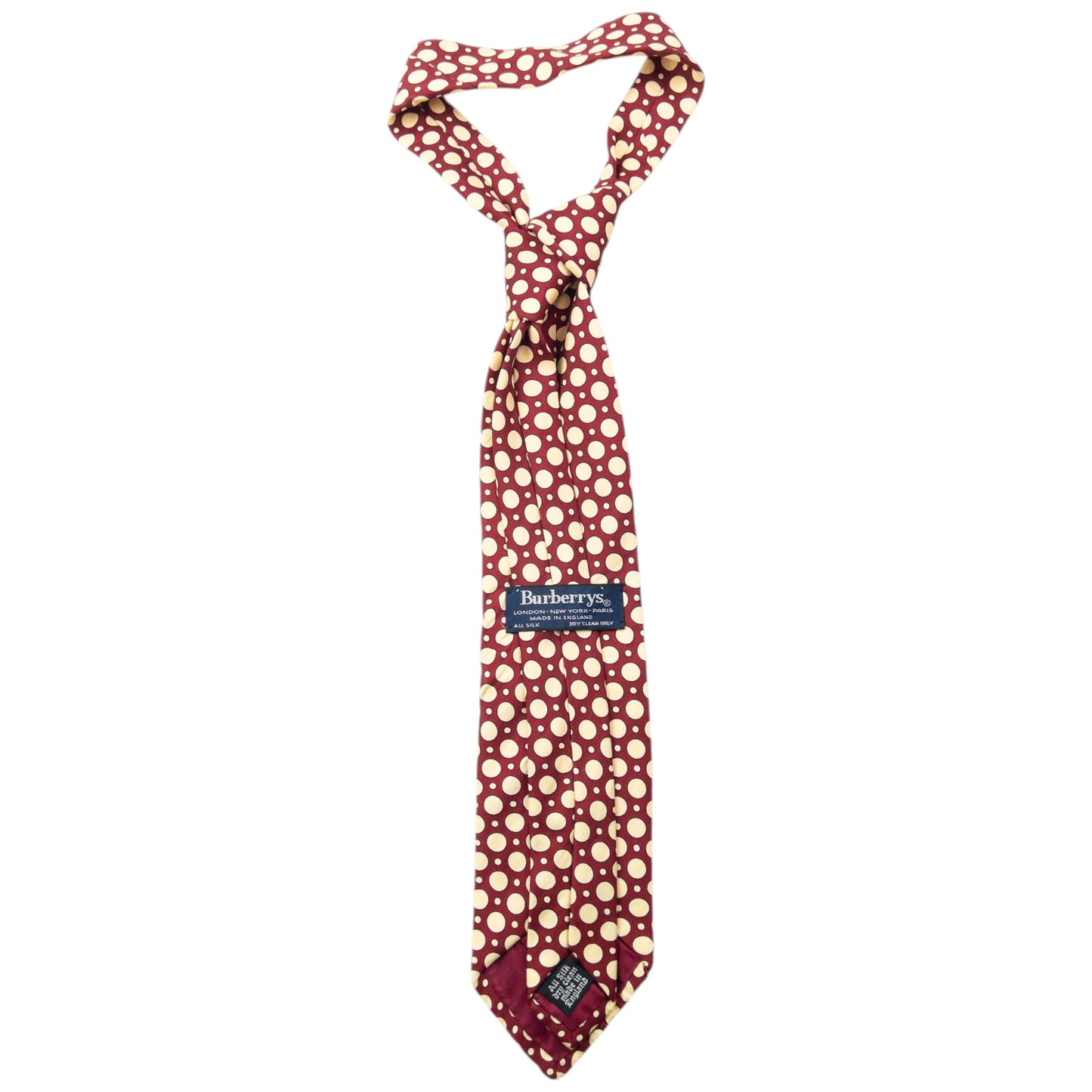 Vintage 90s Burberry Polka Dot Silk Tie | O/S, Cream