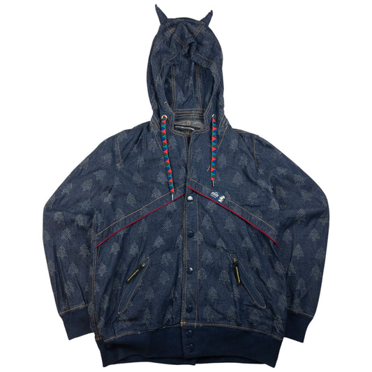 Vintage Mercibeaucoup By Issey Miyake Horn Hood Denim Jacket Size M