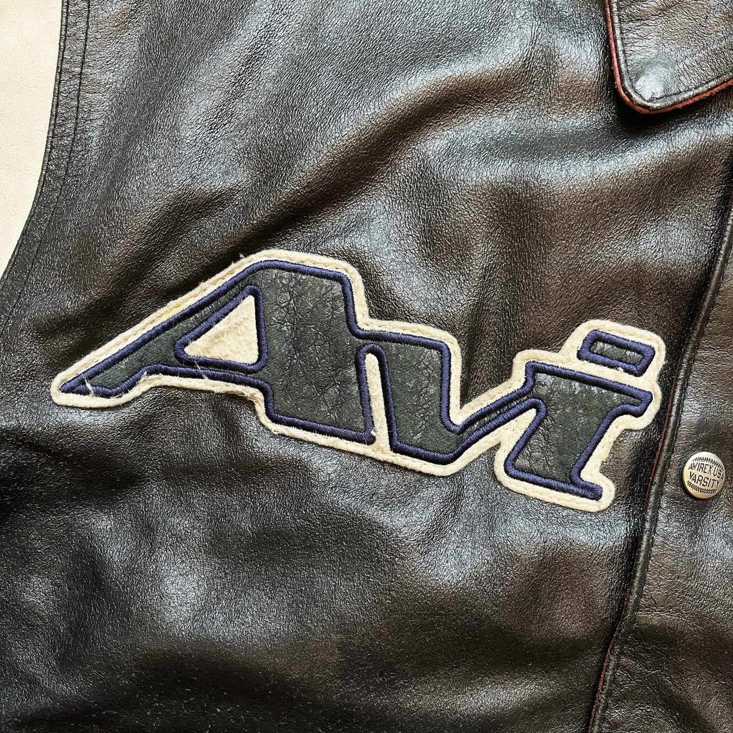 Avirex All Star Goalers Leather Varsity Jacket - M