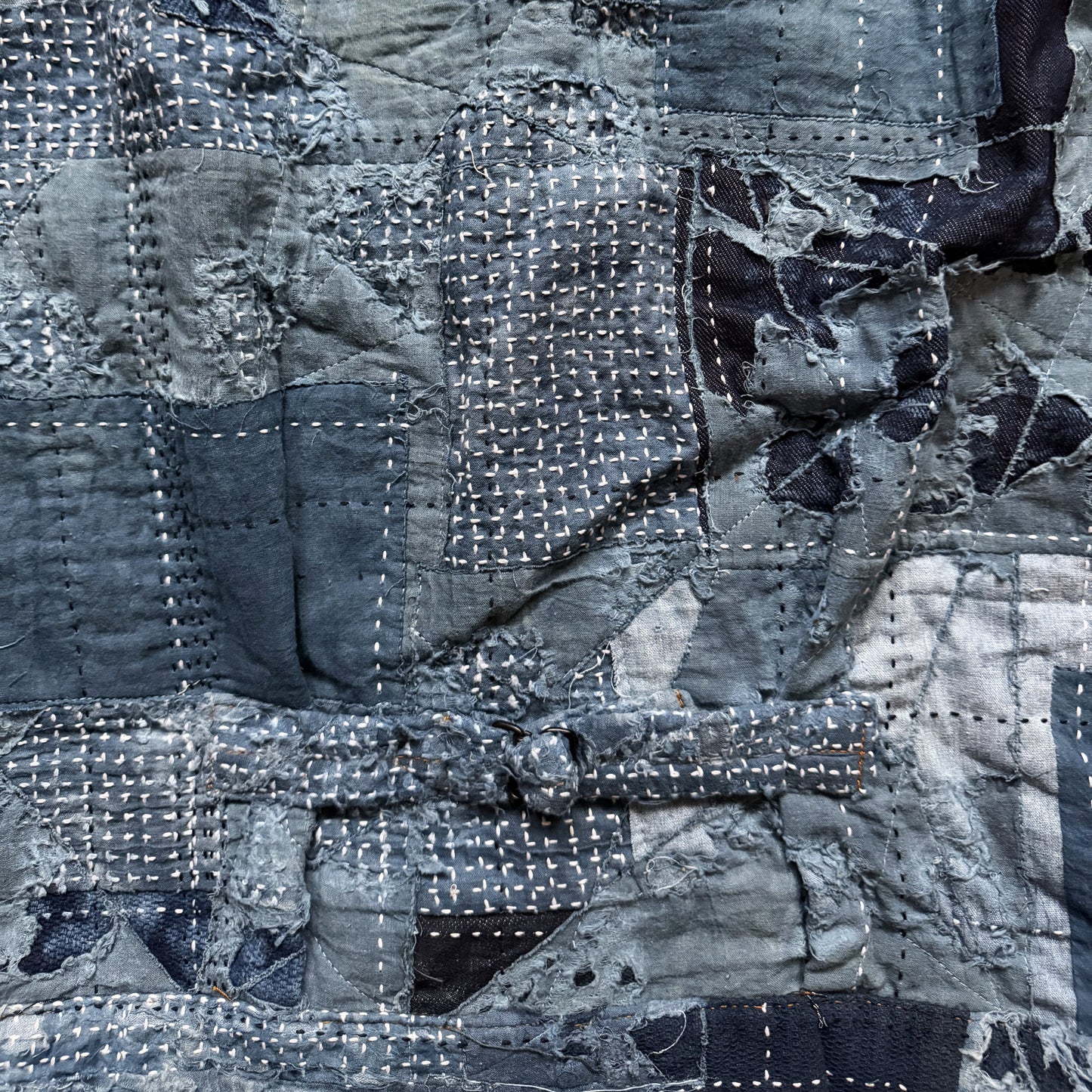 Indigo Boro Sashiko Distressed Denim Trucker Jacket - XL