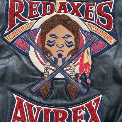 Avirex Red Axes Leather Varsity Jacket - M