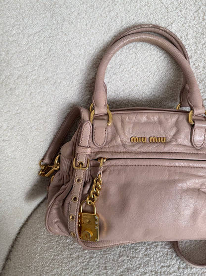 2010s Miu Miu Vitello Shine 2Way Charm Handbag | O/S, Gold