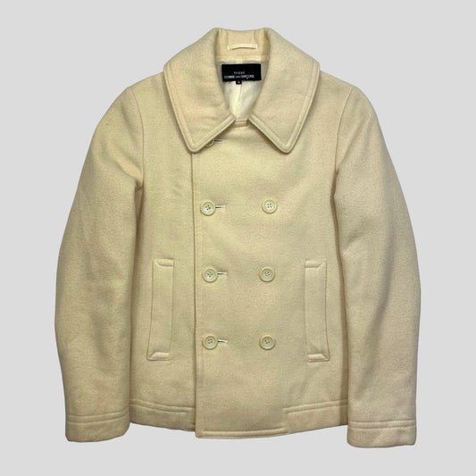 CDG Tricot 2002 Cream Angora & Wool Mini Blazer Jacket - S