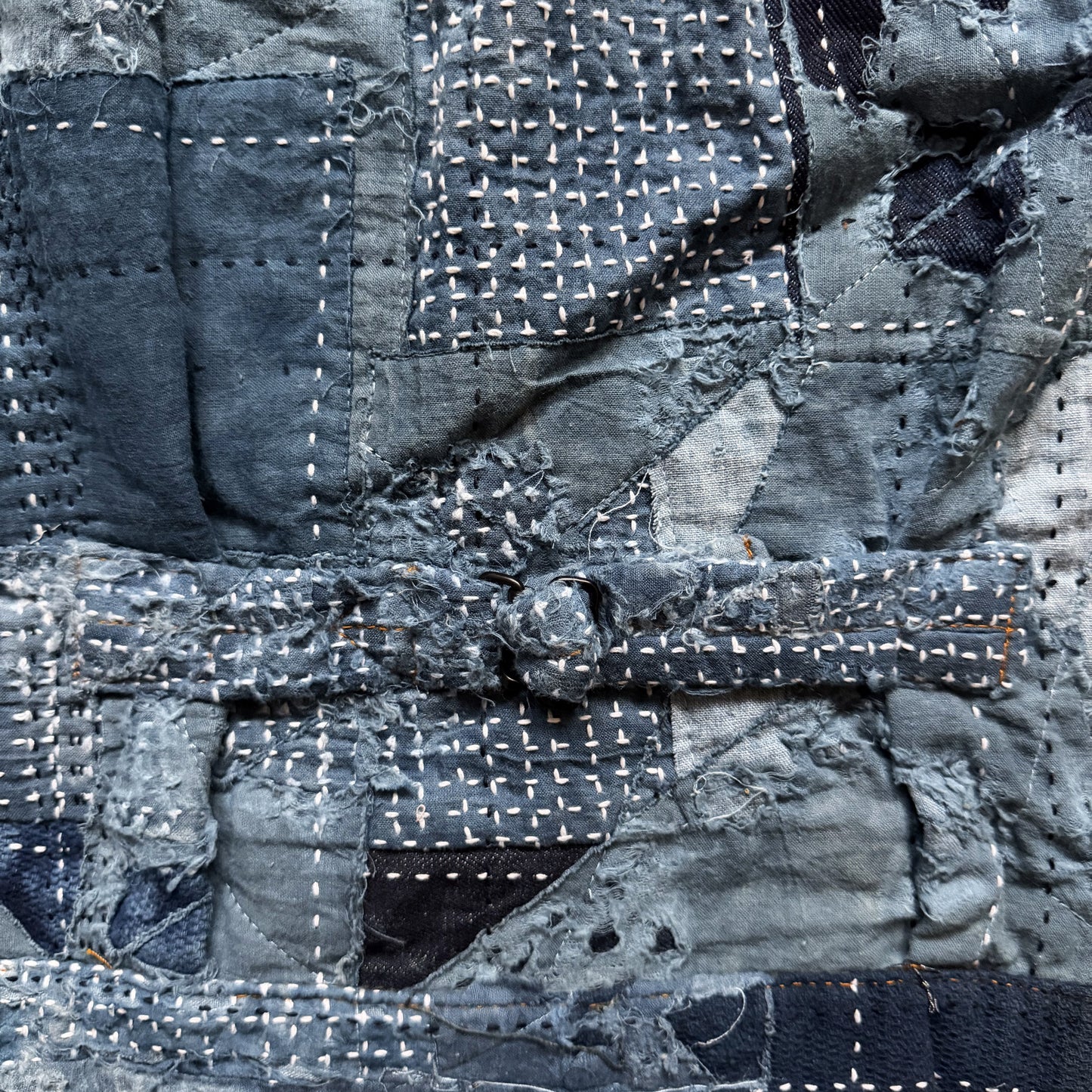 Indigo Boro Sashiko Distressed Denim Trucker Jacket - XL