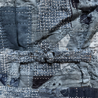 Indigo Boro Sashiko Distressed Denim Trucker Jacket - XL