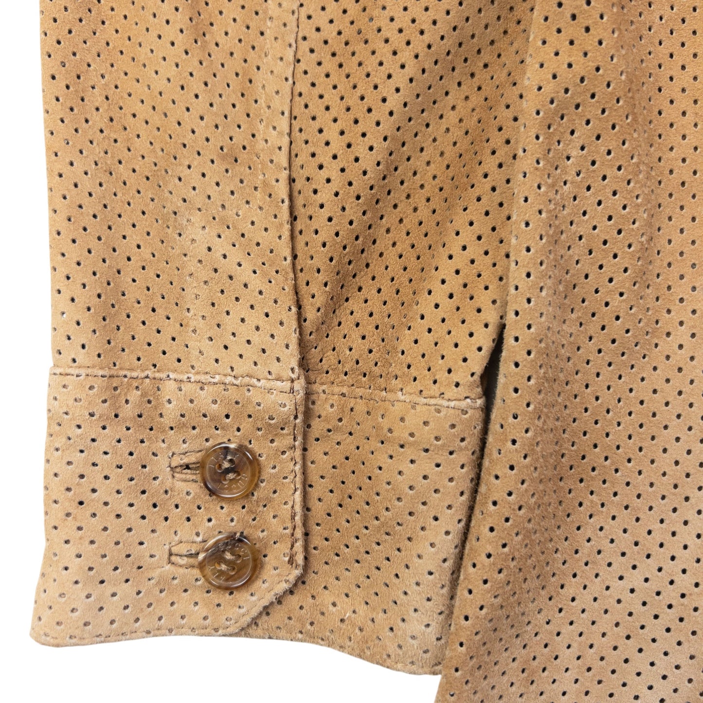 Vintage 2000s Gucci By Tom Ford Suede Perforated Lightweight Zip Up Jacket Size L | Large, Brown