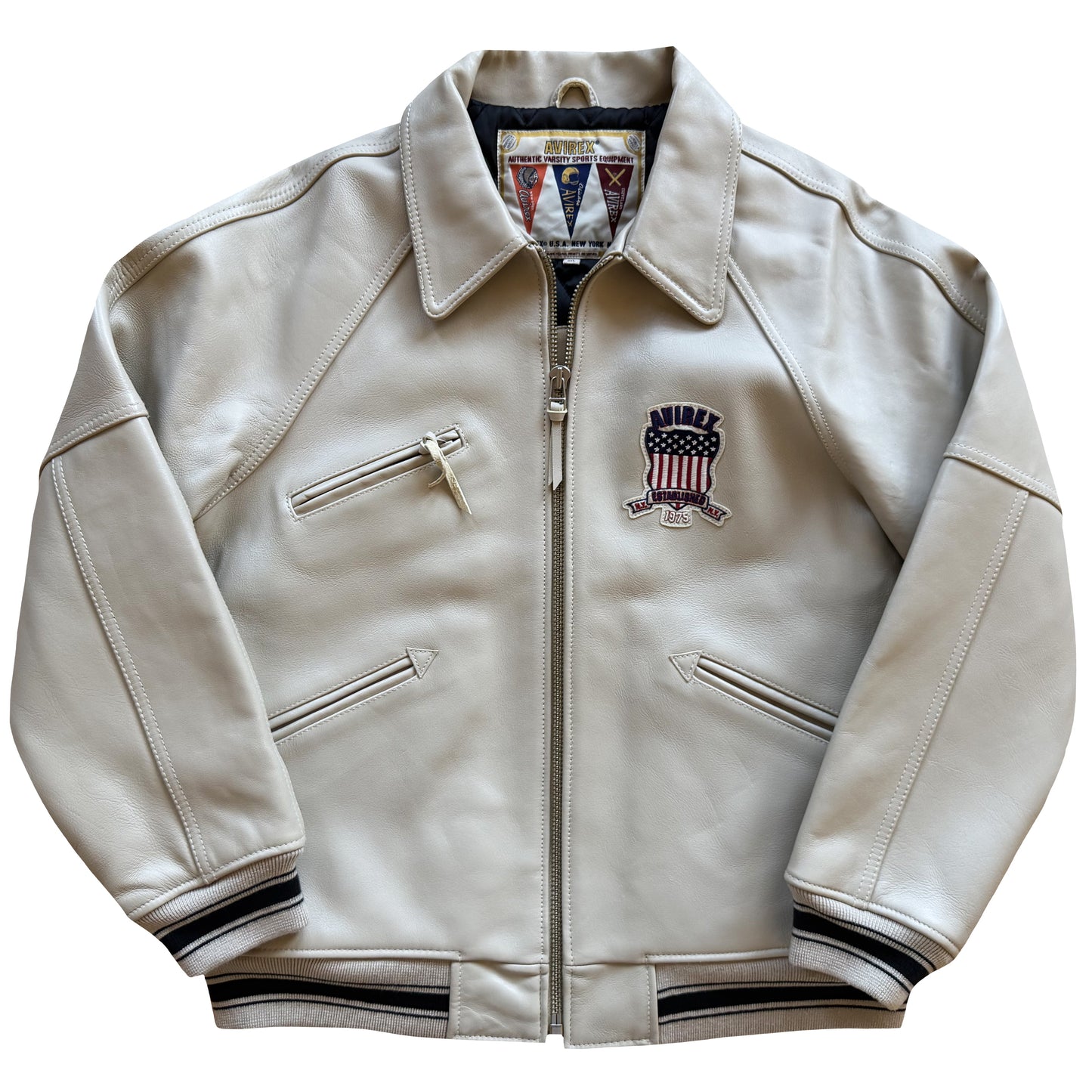 Avirex USA 'Icon' Leather Varsity Jacket - XL