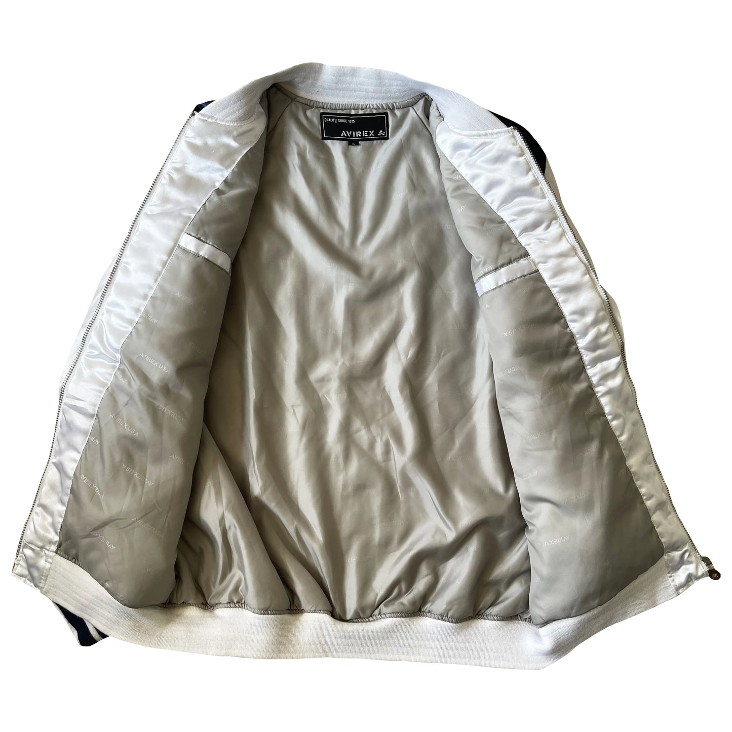 Avirex Spell Out Varsity Bomber Jacket - L