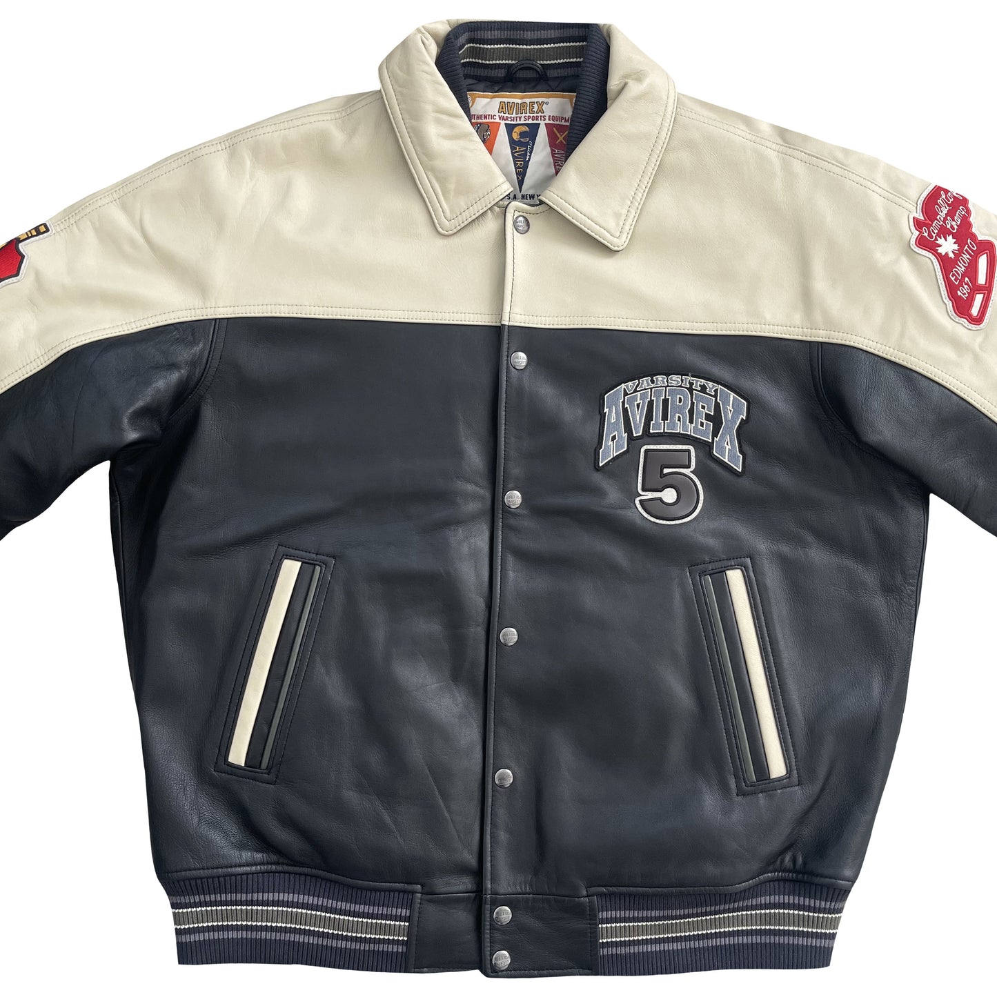 Avirex Wildbears Leather Varsity Jacket - XL | XL, Black