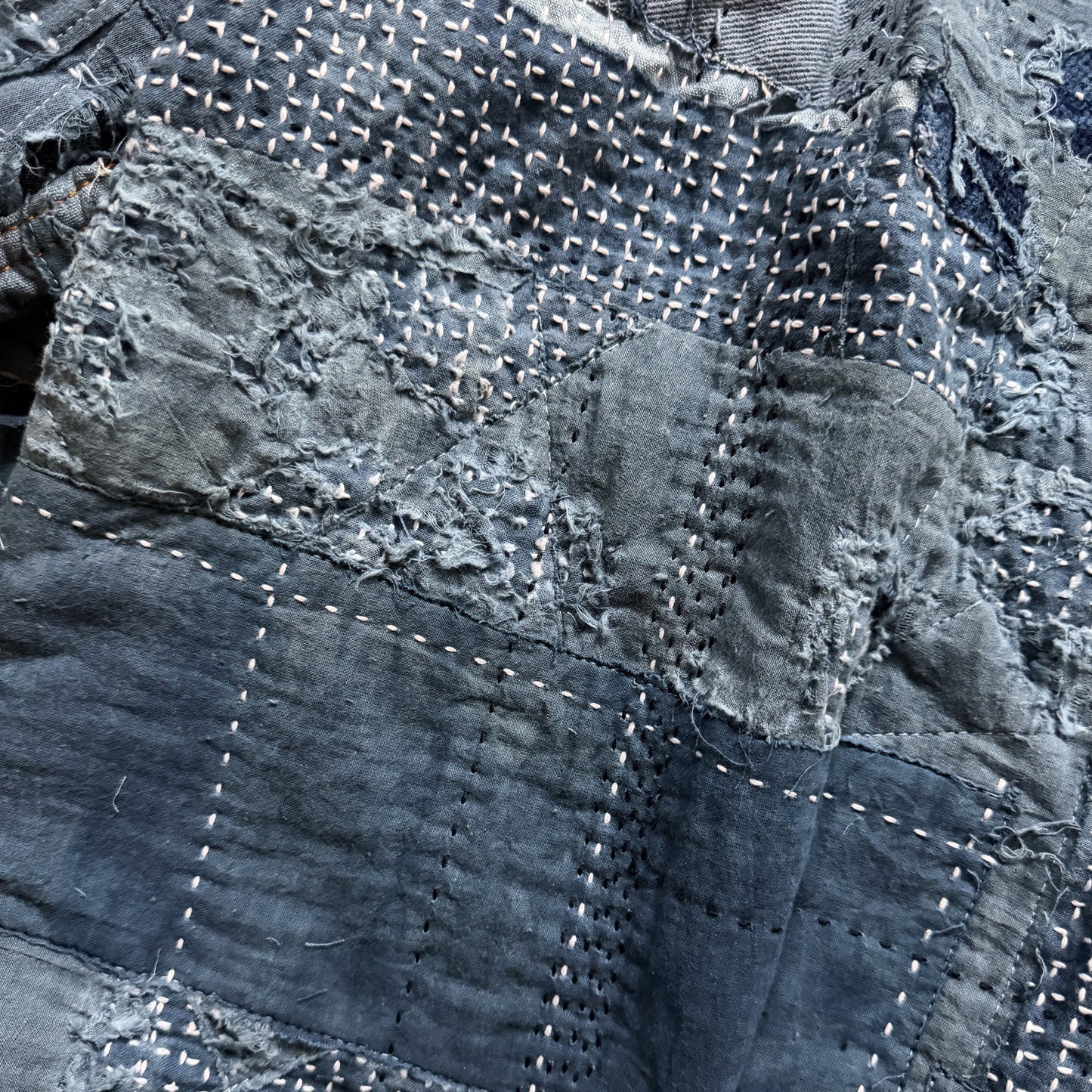 Indigo Boro Sashiko Distressed Denim Trucker Jacket - XL