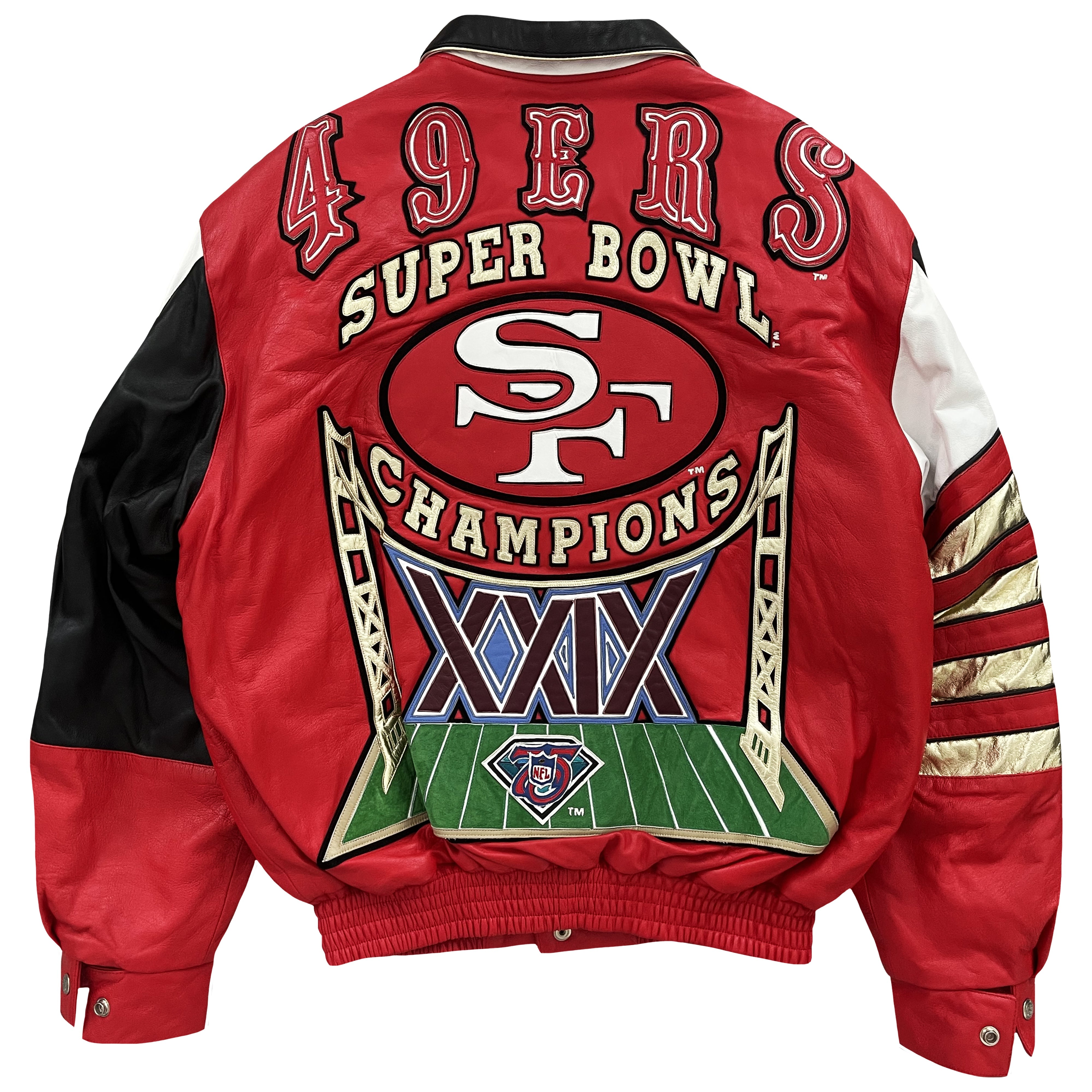 Vtg Jeff Hamilton Super Bowl XXXV Men's Bomber cheapest Leather Jacket Coat Size XL