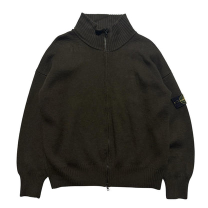 Stone Island 2000's Zip Up Knit | XL, Brown