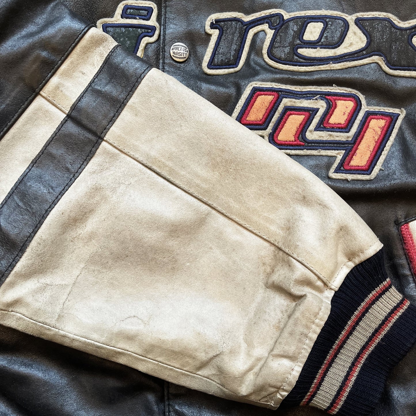 Avirex All Star Goalers Leather Varsity Jacket - M