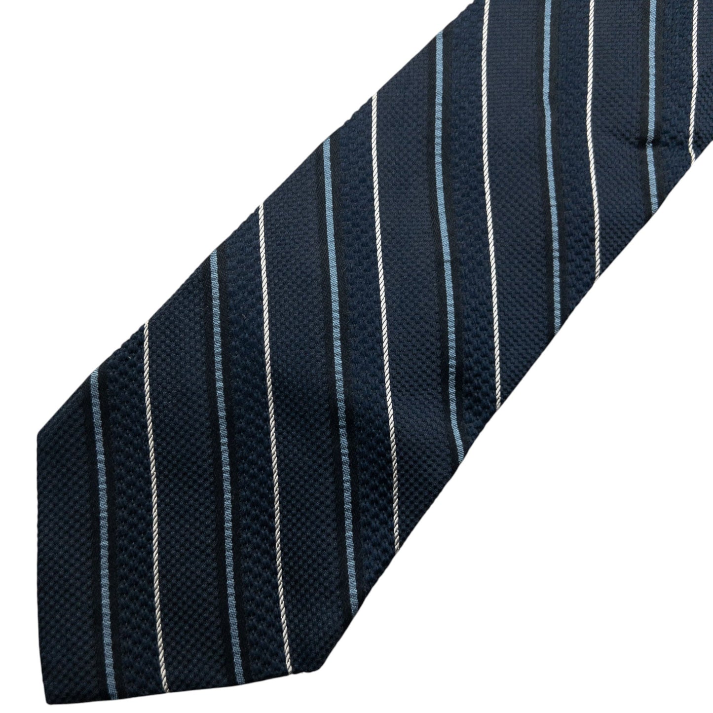 Vintage 90s Issey Miyake Striped Silk Tie | O/S, Navy