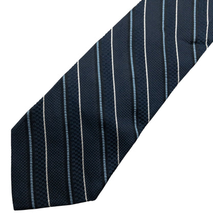 Vintage 90s Issey Miyake Striped Silk Tie | O/S, Navy