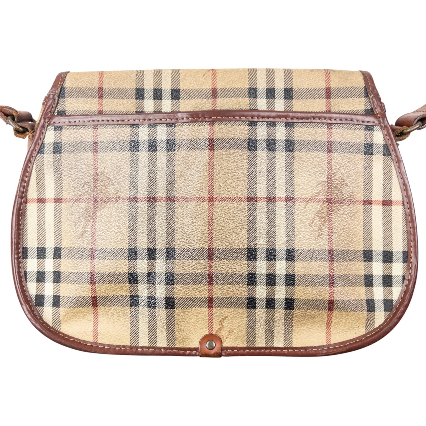 Vintage 90s Burberry Nova Check Leather Crossbody Bag | O/S, Beige