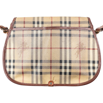 Vintage 90s Burberry Nova Check Leather Crossbody Bag | O/S, Beige