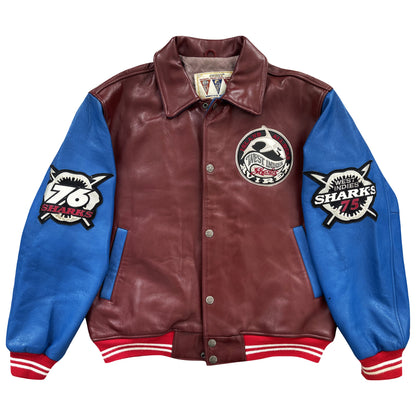 Avirex West Indies Sharks Leather Varsity Jacket - M