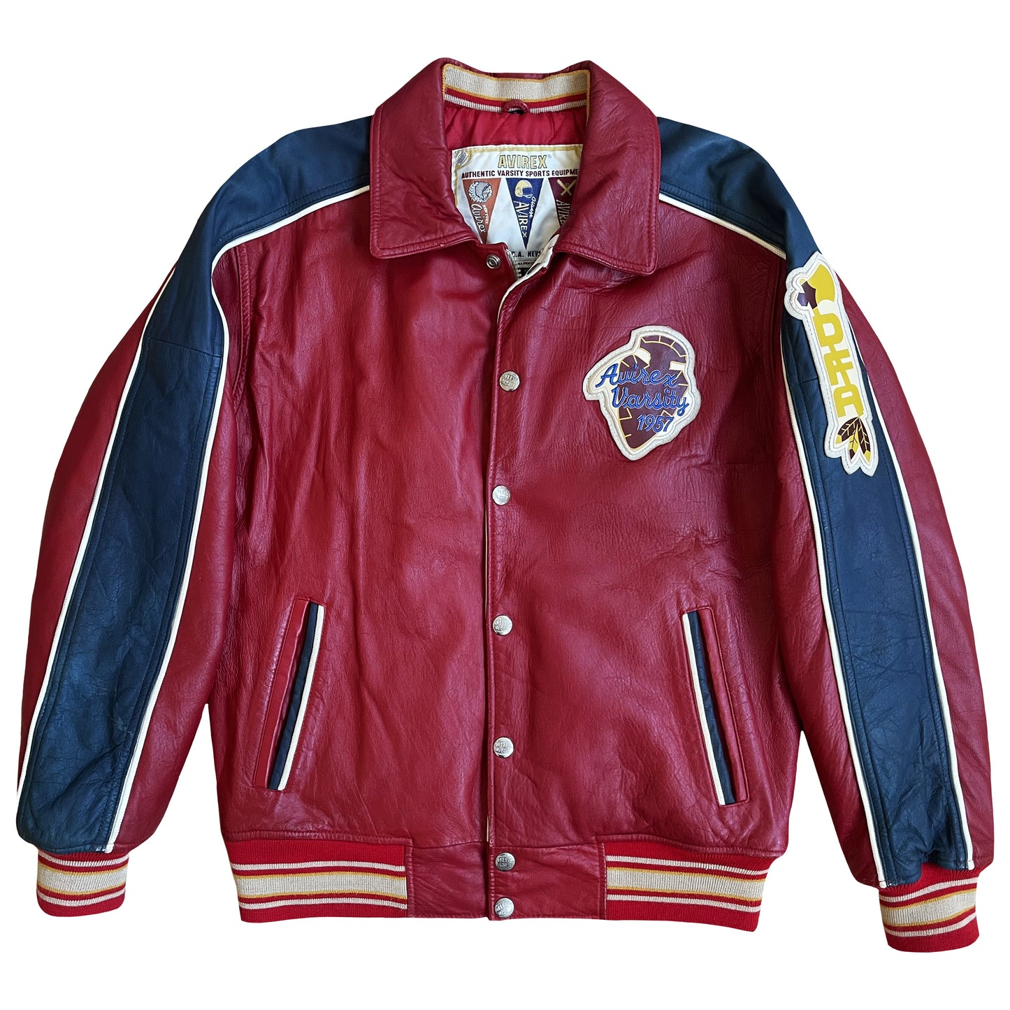 Avirex 'Sioux Football Team' Leather Varsity Jacket - S