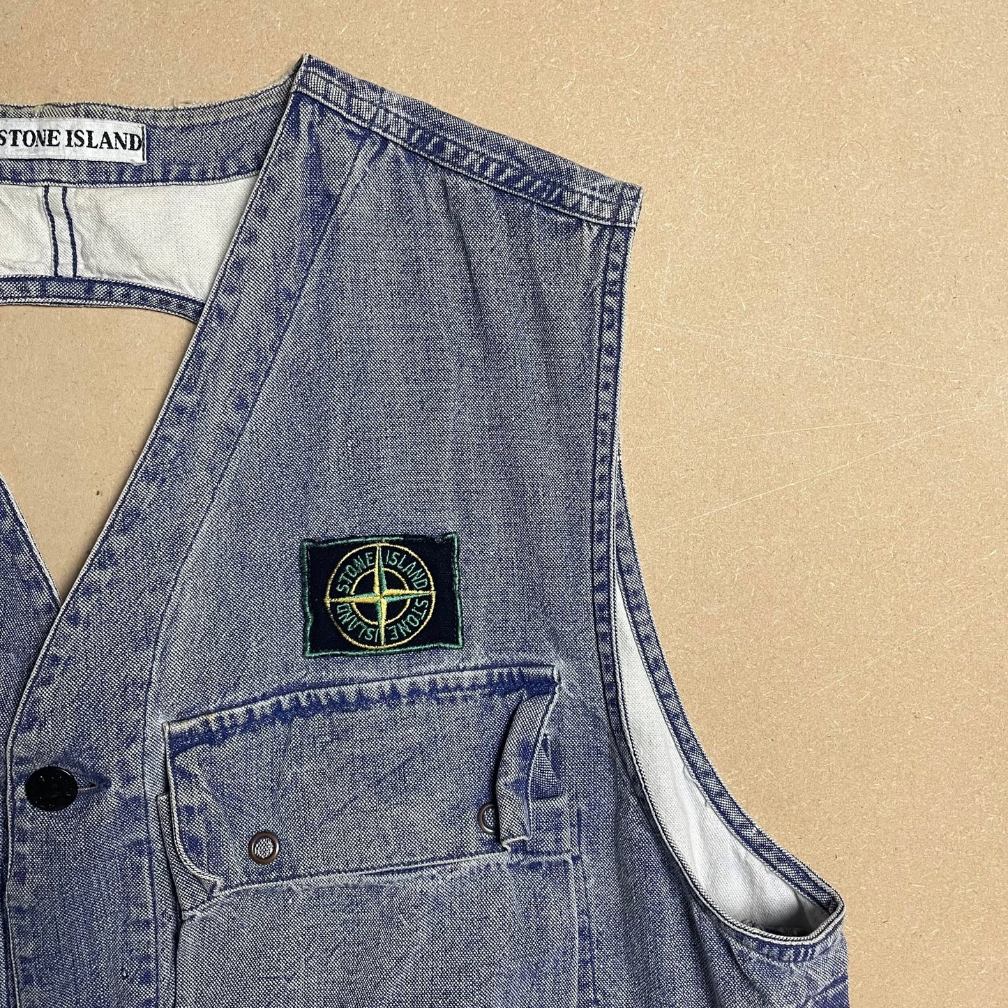 S/S 1986 Stone Blue Enzyme Wash Denim Pilots Vest