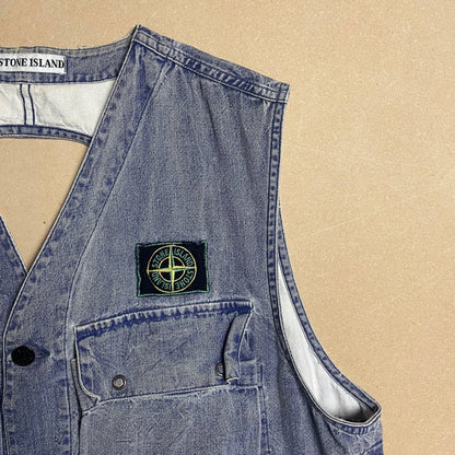 S/S 1986 Stone Blue Enzyme Wash Denim Pilots Vest