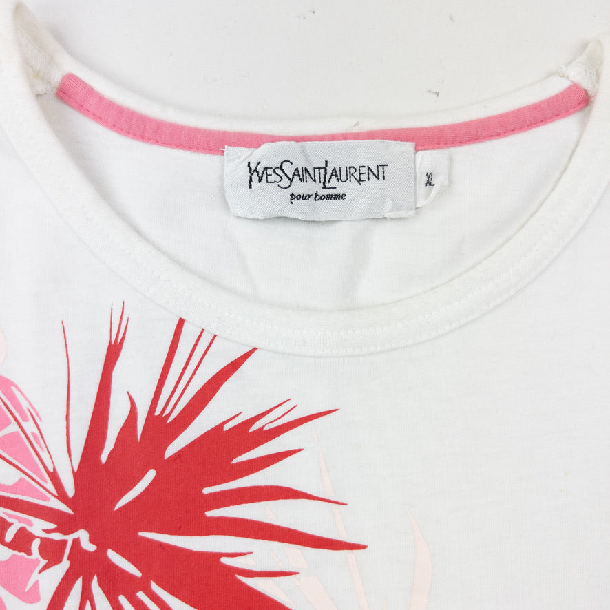 Vintage 2000s YSL Yves Saint Laurent Tropical Graphic T Shirt Size M | Medium, Multicoloured