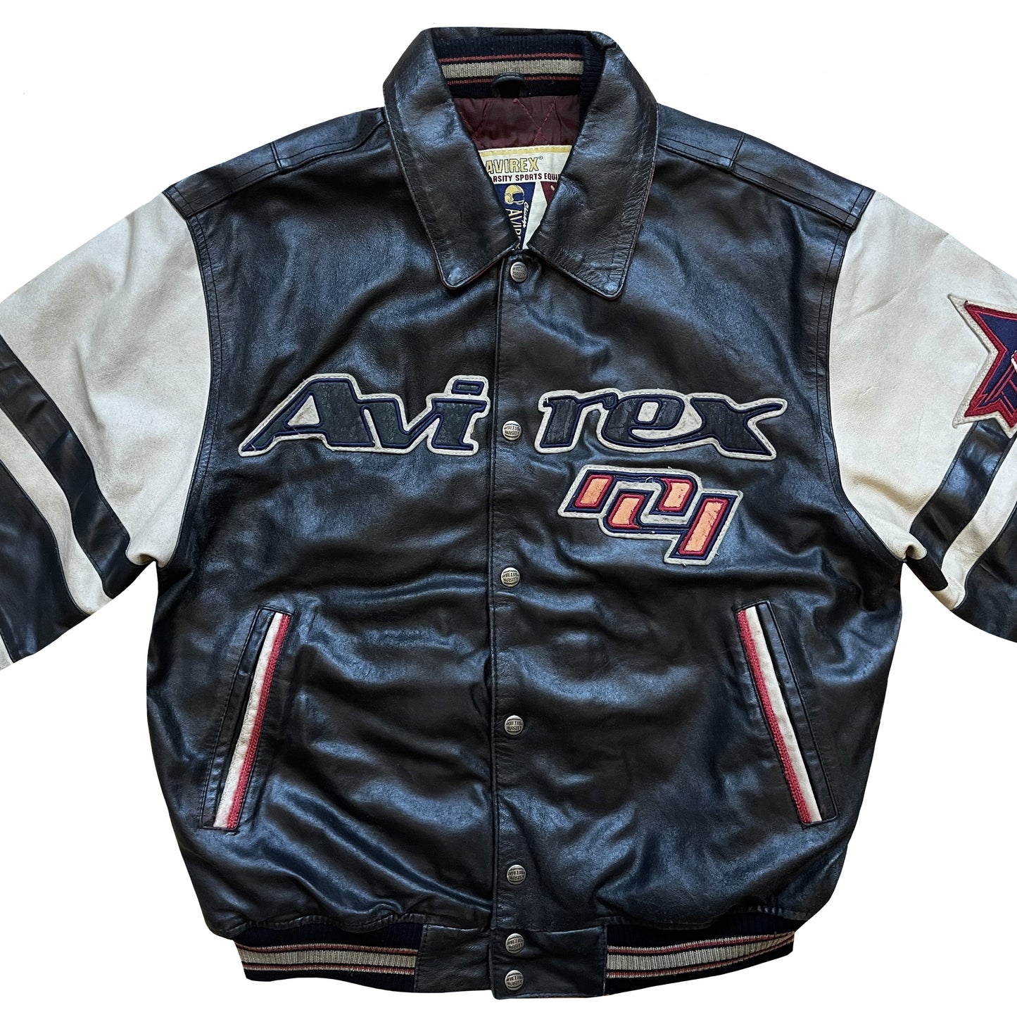 Avirex All Star Goalers Leather Varsity Jacket - M