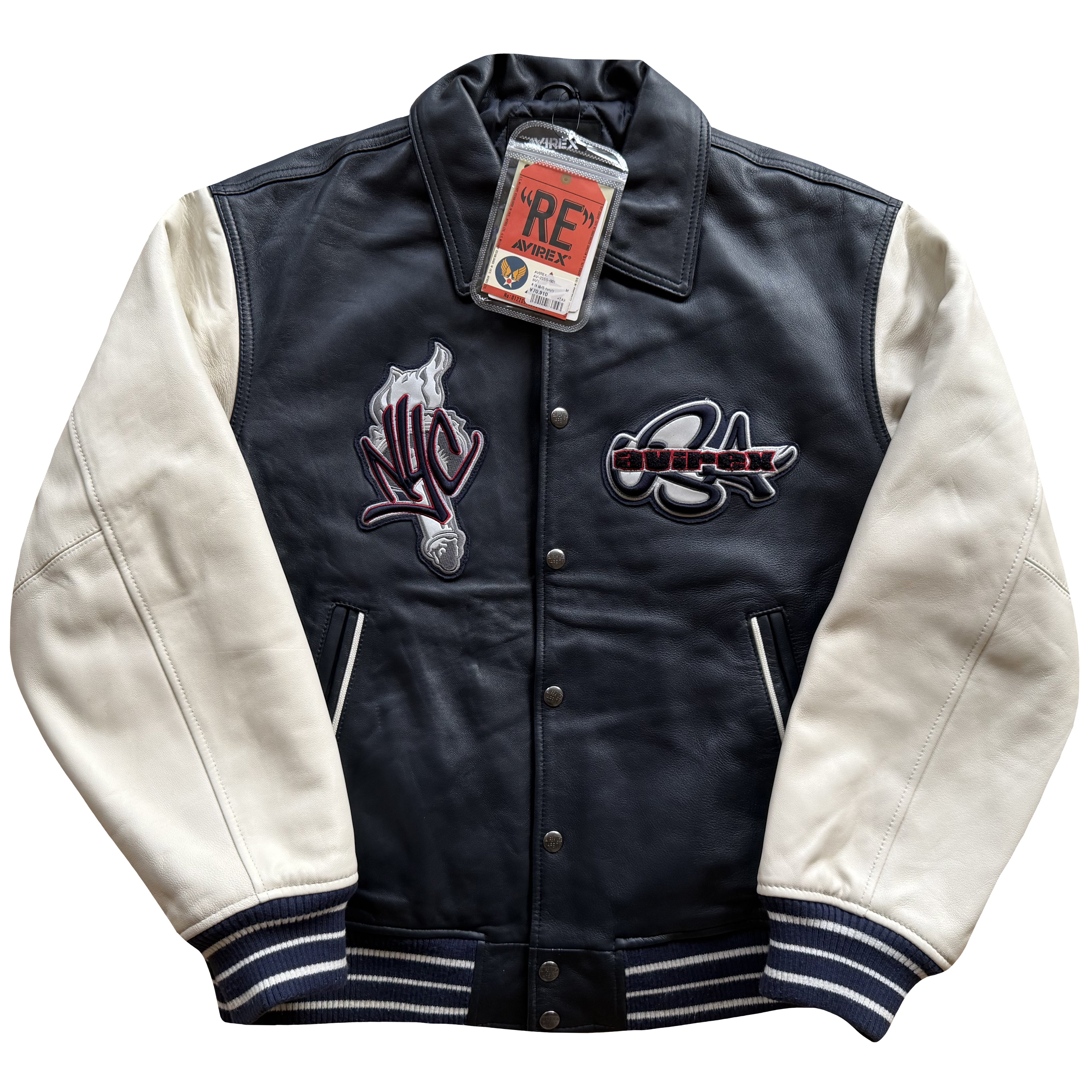 AVIREX 6161086 NEW YORK LEATHER JACKET ニューヨーク　オール　レザー　スタジャン　ジャケット　M
