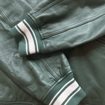 Avirex USA Signature Leather Varsity Jacket - L | Large, Green