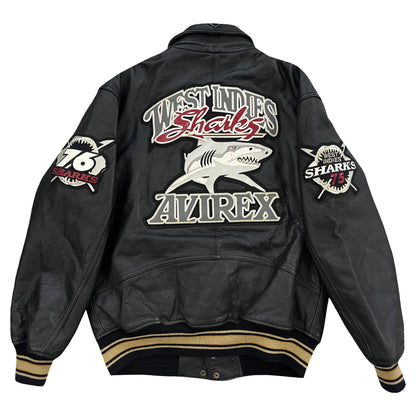 Avirex West Indies Sharks Leather Varsity Jacket - L