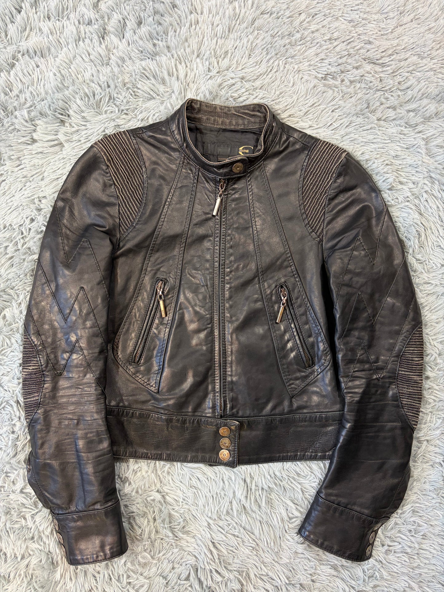 Just Cavalli 00’s Women’s Leather Rocker Biker Jacket - IT40 | O/S, Black