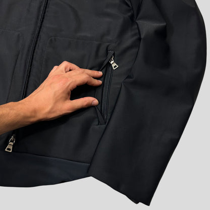 Prada Sport 1999 Jet Black Stash Pocket Soft Nylon Cycle Jacket - IT48 | Default Title, Jet Black
