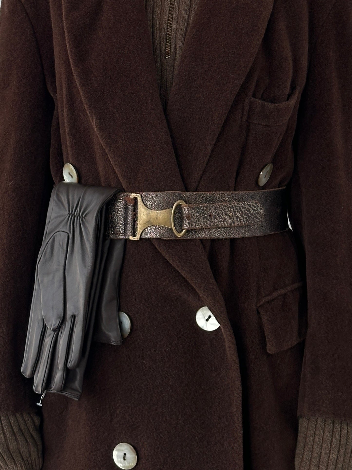 Italian Vintage 1990s Distressed Metallic Leather Belt - W32